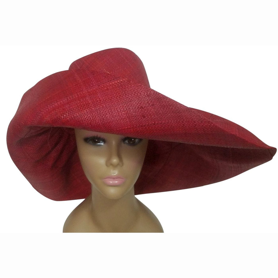 Aly: Authentic African Handwoven Maroon Madagascar Big Brim Raffia Sun Hat