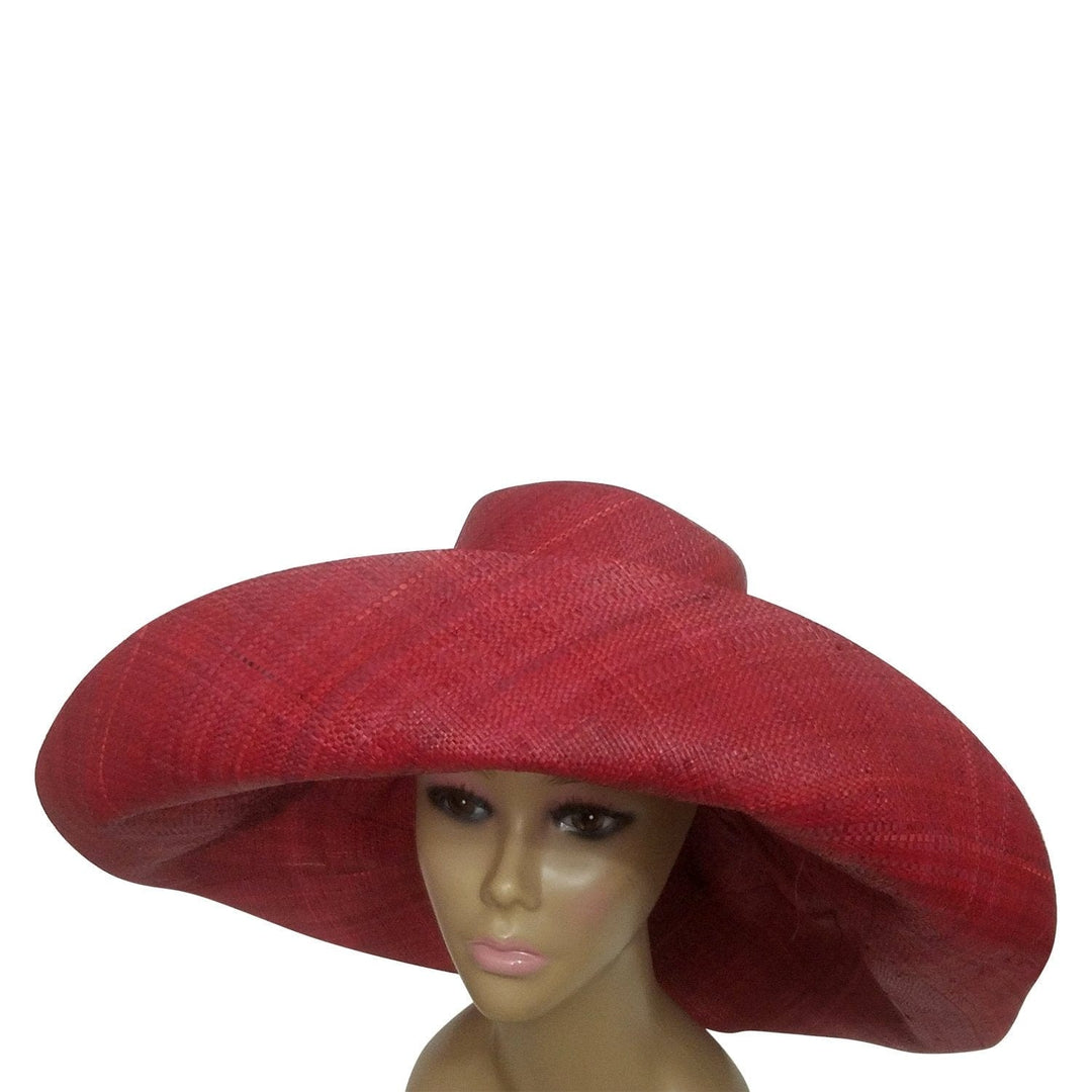 Aly: Authentic African Handwoven Maroon Madagascar Big Brim Raffia Sun Hat