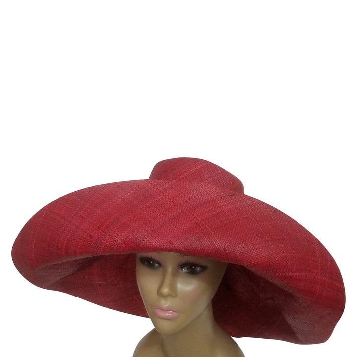 Aly: Authentic African Handwoven Maroon Madagascar Big Brim Raffia Sun Hat