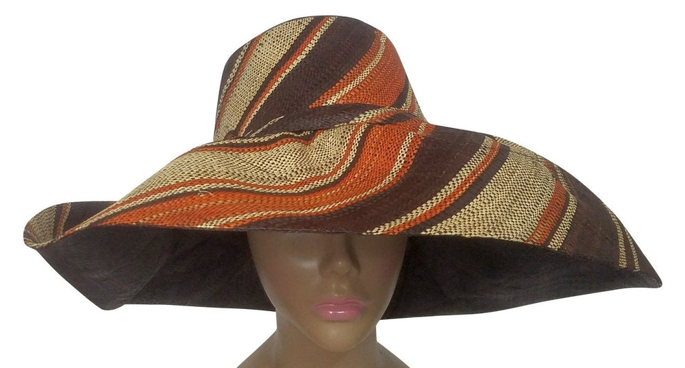 Wamuiru: Authentic Hand Woven Multicolored Big Brim Raffia Sun Hat