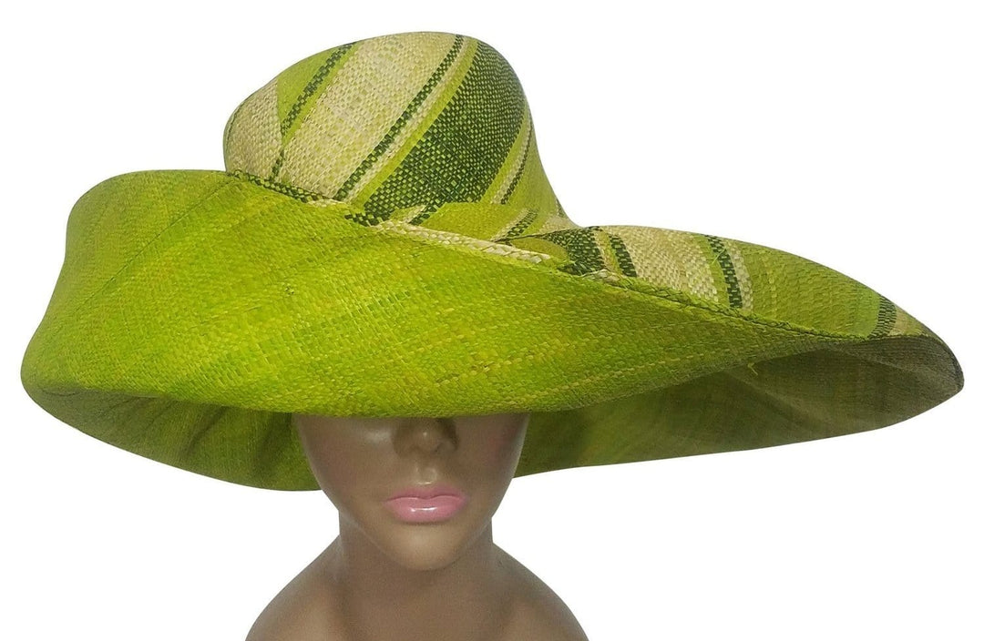 Wakiuru: Authentic Hand Made Multicolor Madagascar Big Brim Raffia Sun Hat