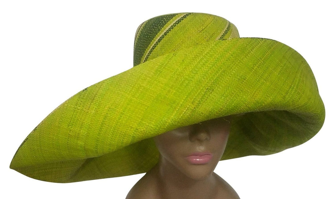 Wakiuru: Authentic Hand Made Multicolor Madagascar Big Brim Raffia Sun Hat