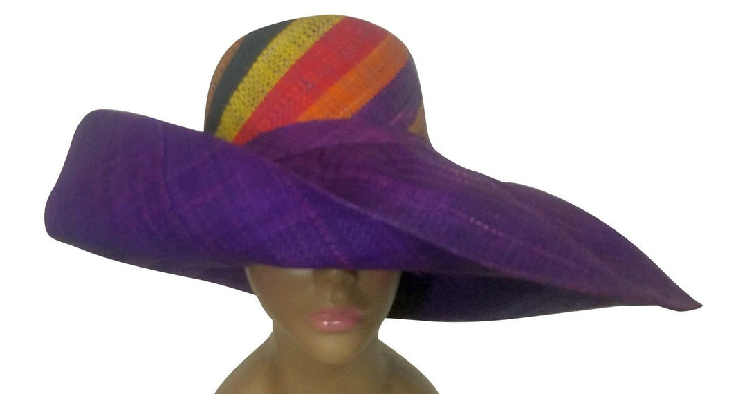 Wamweru: Authentic Hand Woven Multicolor Big Brim Raffia Sun Hat