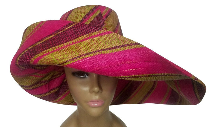 Walta: Authentic Hand Woven Multicolor Madagascar Big Brim Raffia Sun Hat