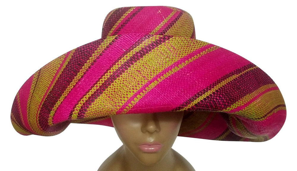 Walta: Authentic Hand Woven Multicolor Madagascar Big Brim Raffia Sun Hat