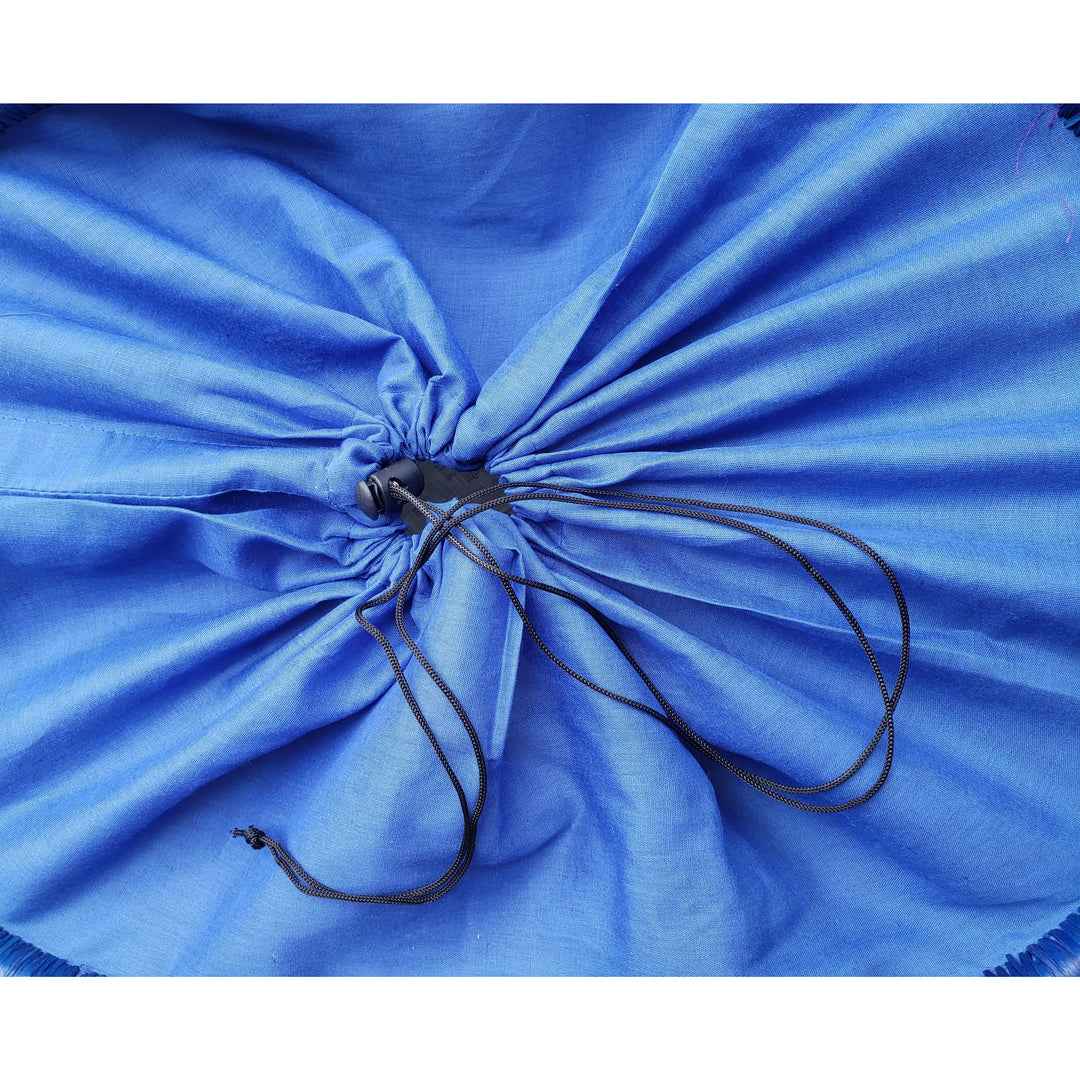 Adjanie: Authentic Madagascar Raffia and Leather Tote Bag (Blue Stripe)