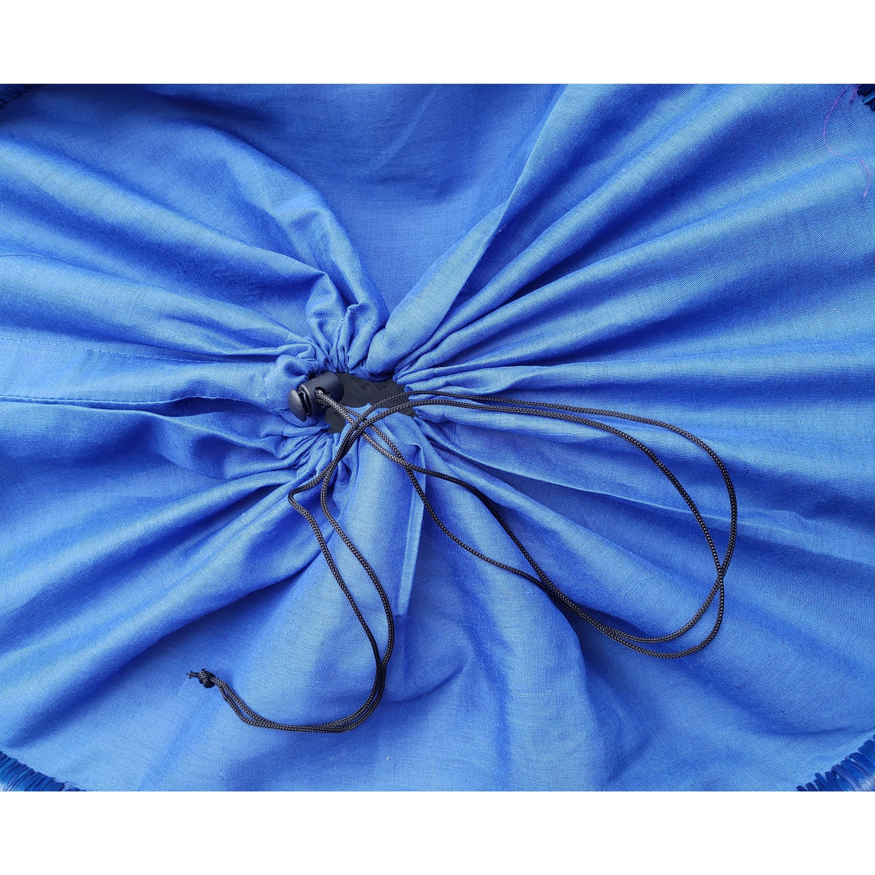 38 of 59: Adjanie: Authentic Madagascar Raffia and Leather Tote Bag (Blue Stripe)