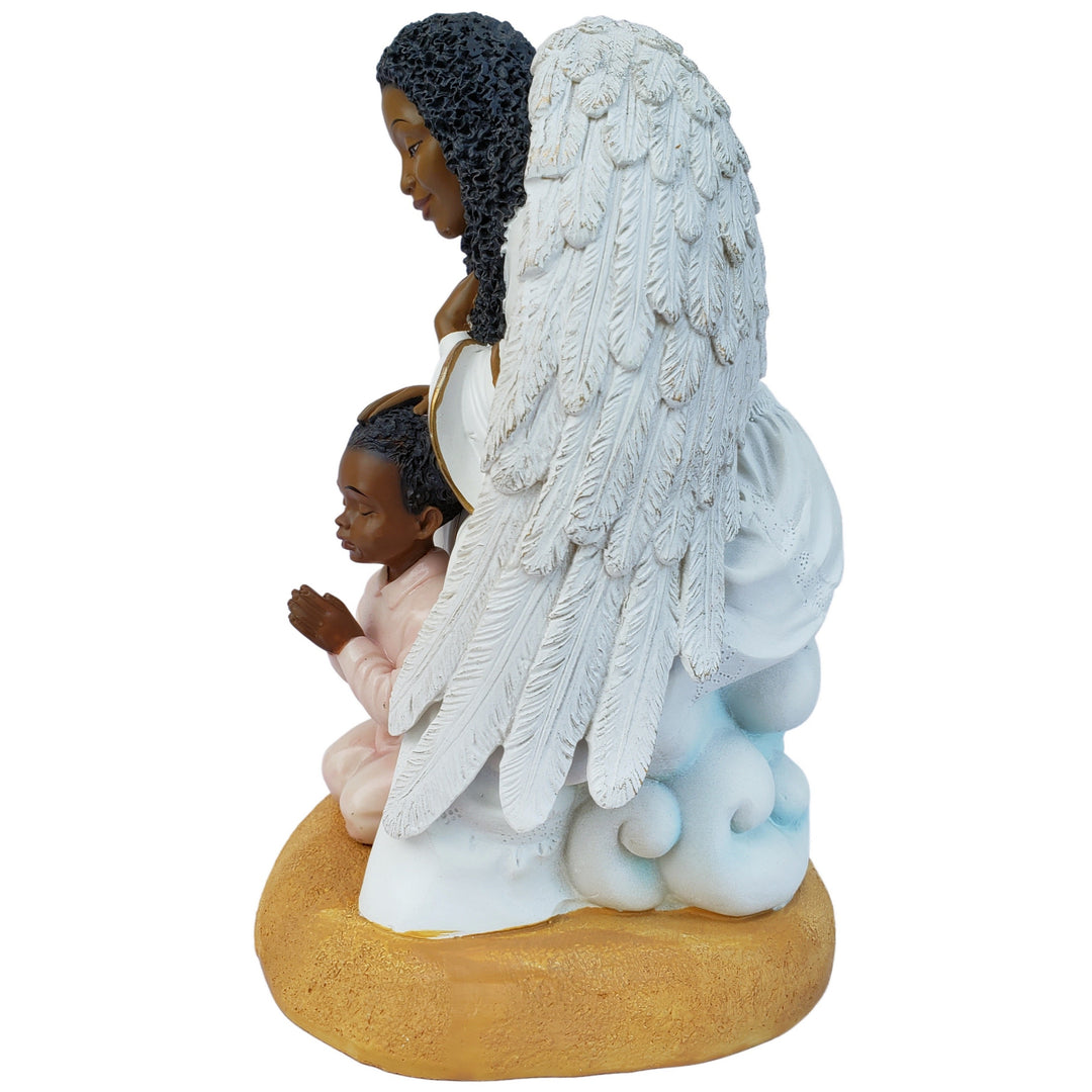 African American Guardian Angel with Girl Figurine