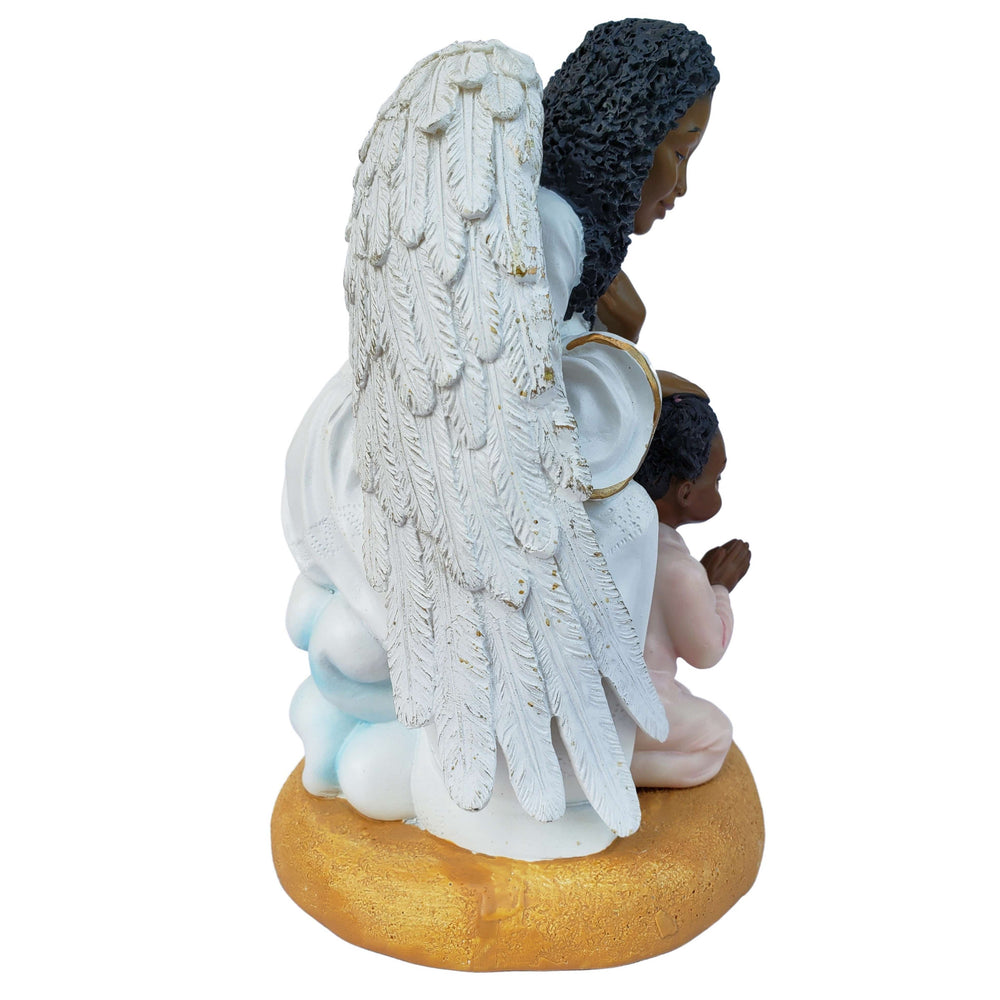 African American Guardian Angel with Girl Figurine