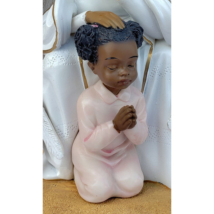 African American Guardian Angel with Girl Figurine