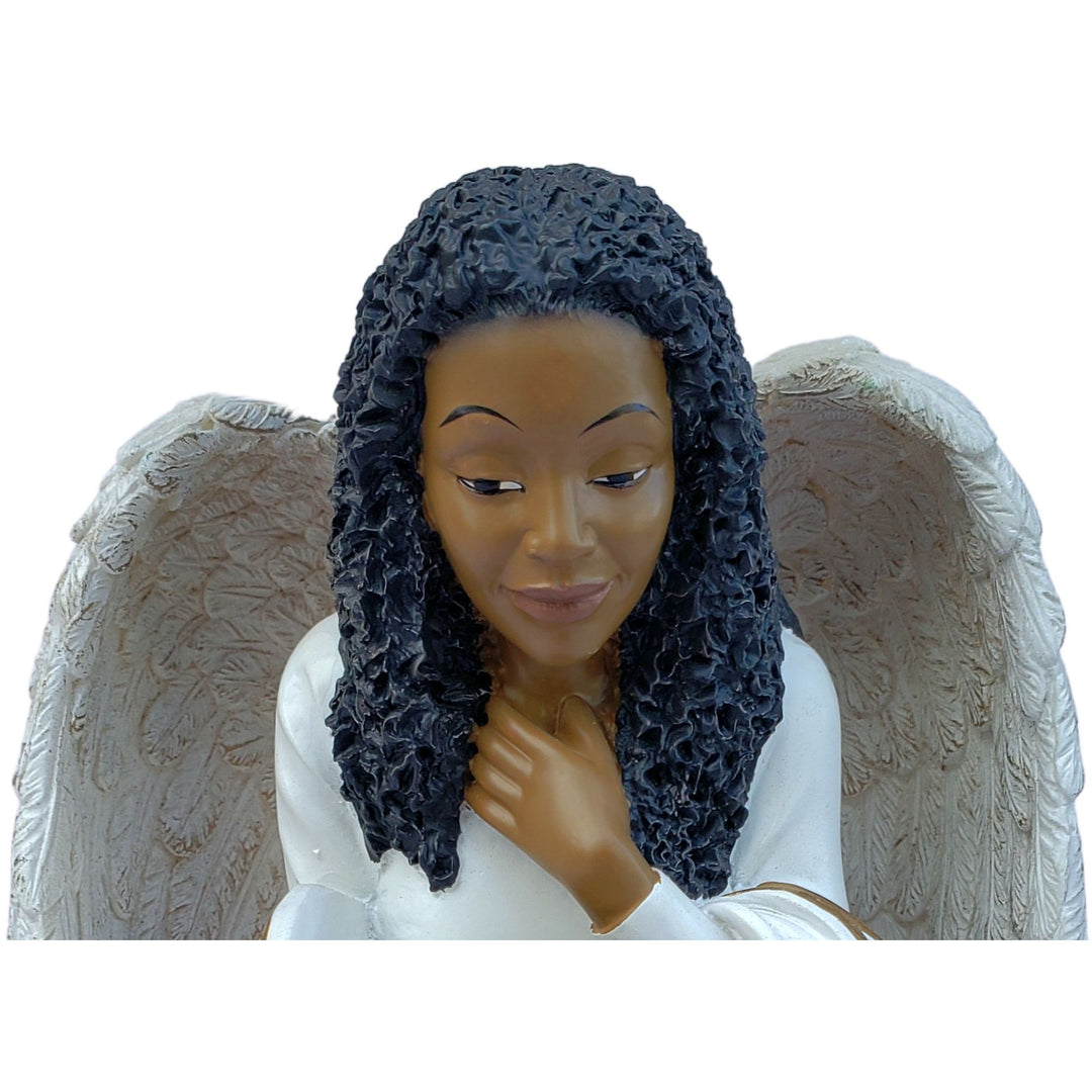 African American Guardian Angel with Girl Figurine