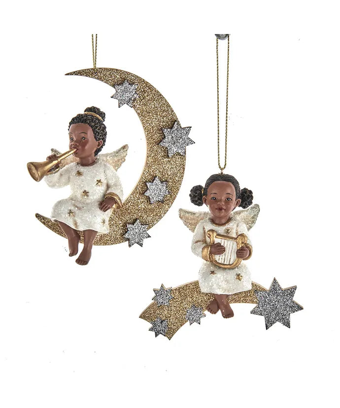 The Moon and the Stars: African American Christmas Angel Ornament Set