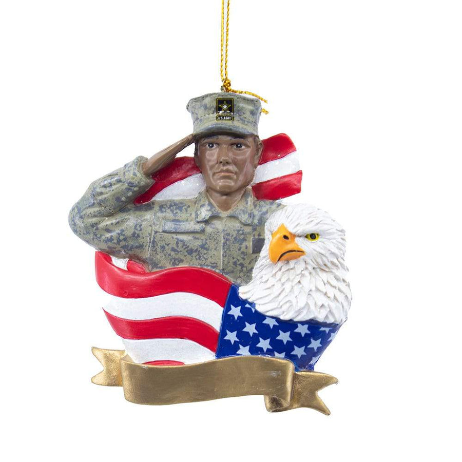 Black Soldier Salute: African American Christmas Ornament