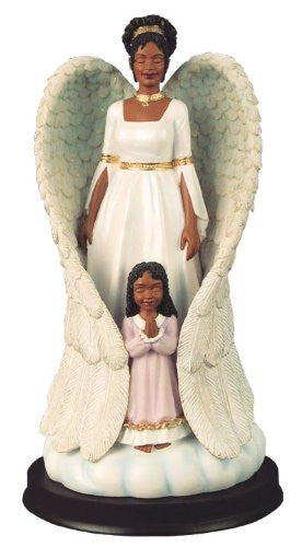 African American Protector Angel with Girl Figurine by Positive Image Gifts