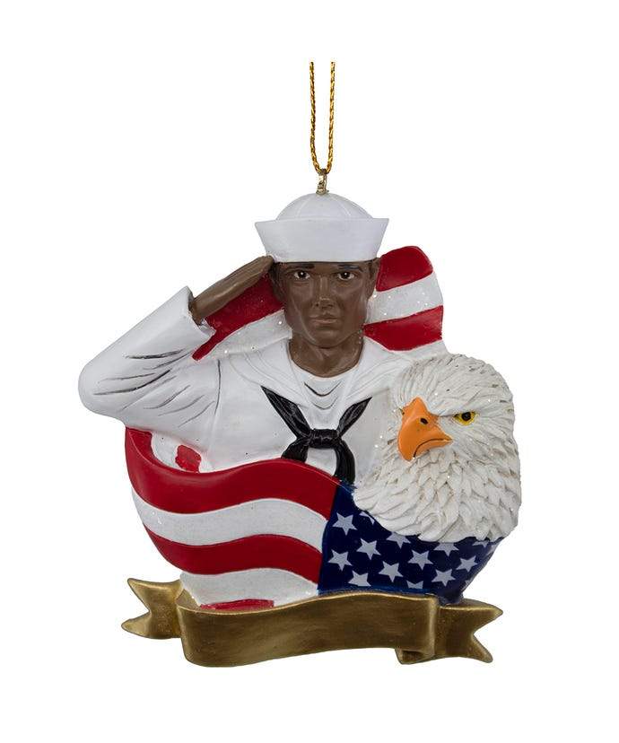 Black Sailor Salute: African American Christmas Ornament