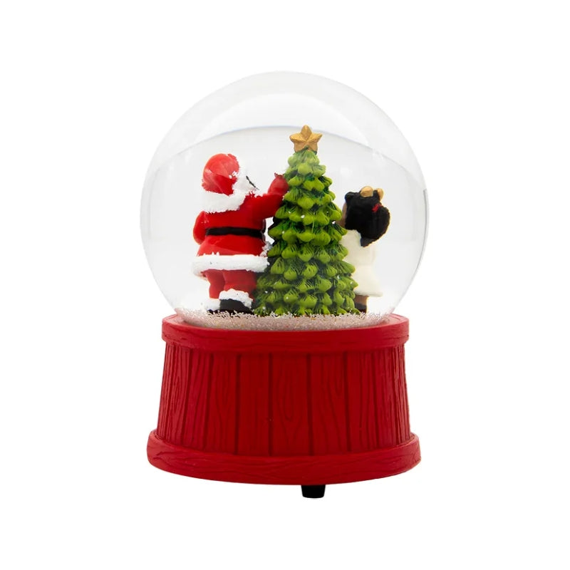 3 of 5: African American Santa Claus Musical Wind Up Water Globe