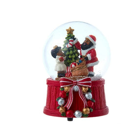 African American Santa Claus Musical Wind Up Water Globe