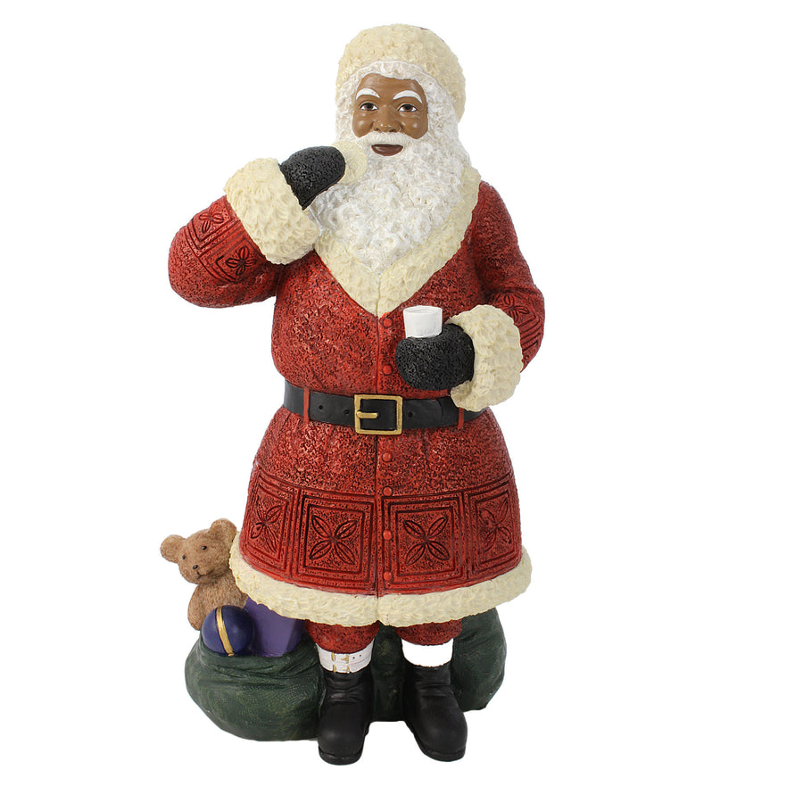 African American Santa Claus Standing with Cookie Figurine