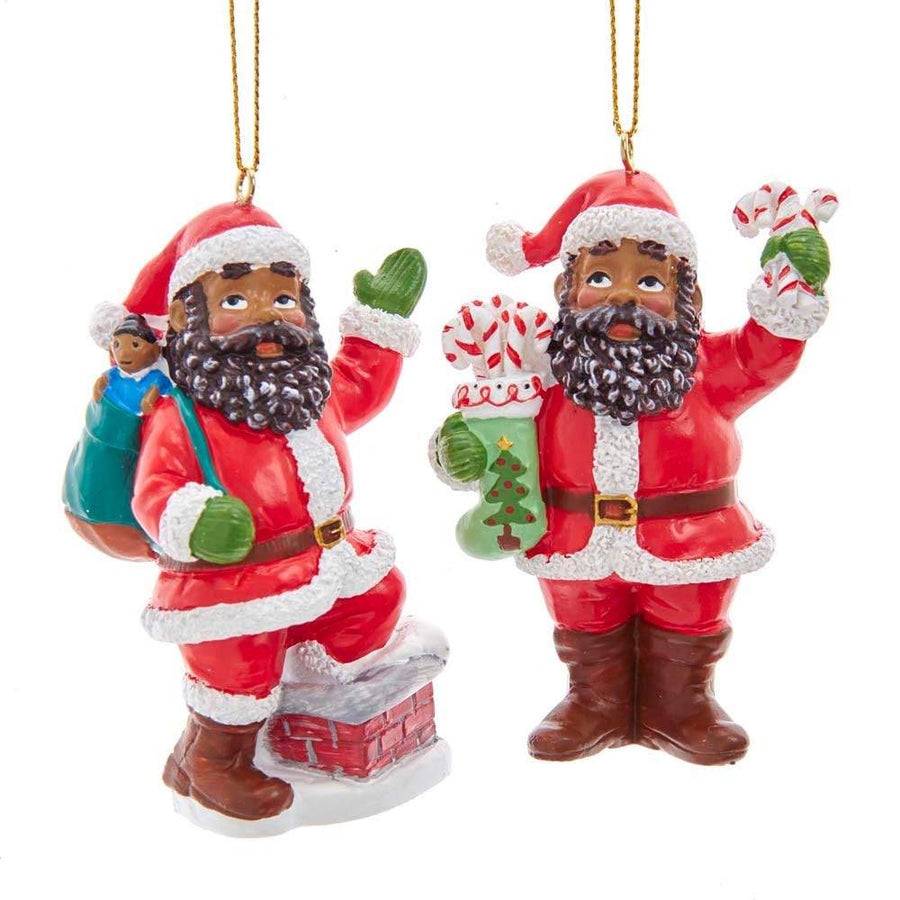 African American Santa Claus Ornament Set