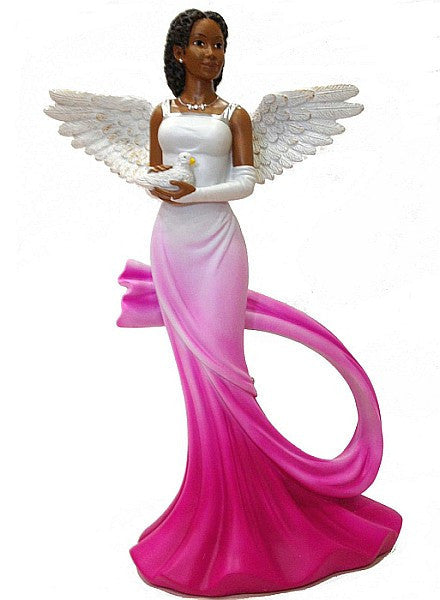 African American Sash Angel Figurine in Fuschia by Positive Image Gifts