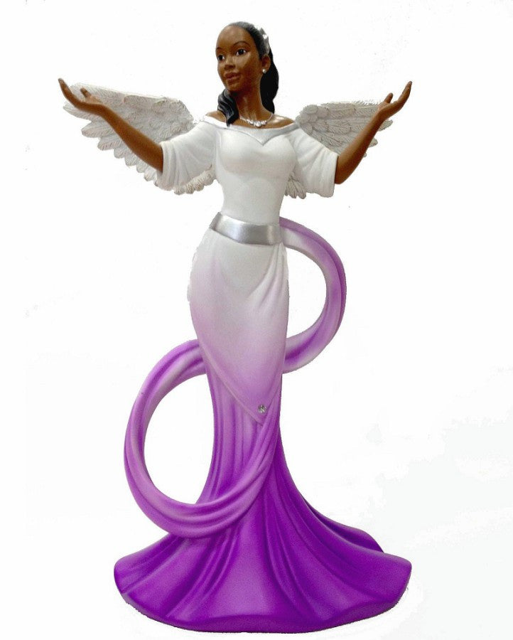 African American Sash Angel Figurine in Purple by Positive Image Gifts