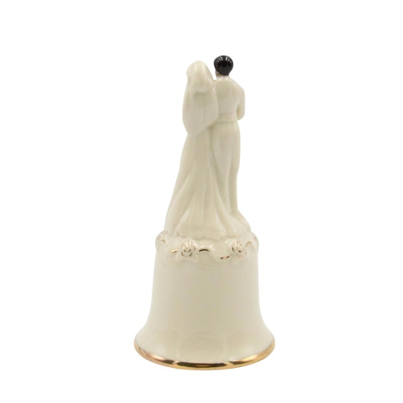 African American Couple Porcelain Wedding Bell (Back)