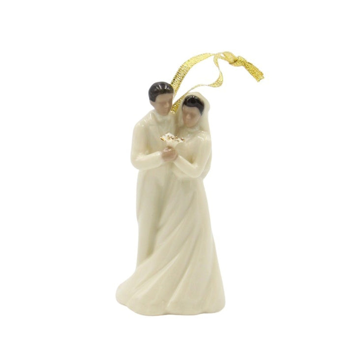 African American Wedding Couple Porcelain Christmas Ornament