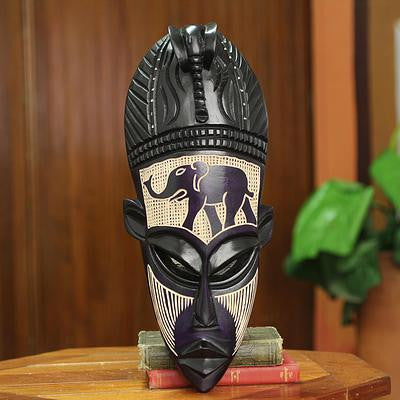 Authentic West African Elephant Spirit Mask by Theophilus Sackey (Ghana)