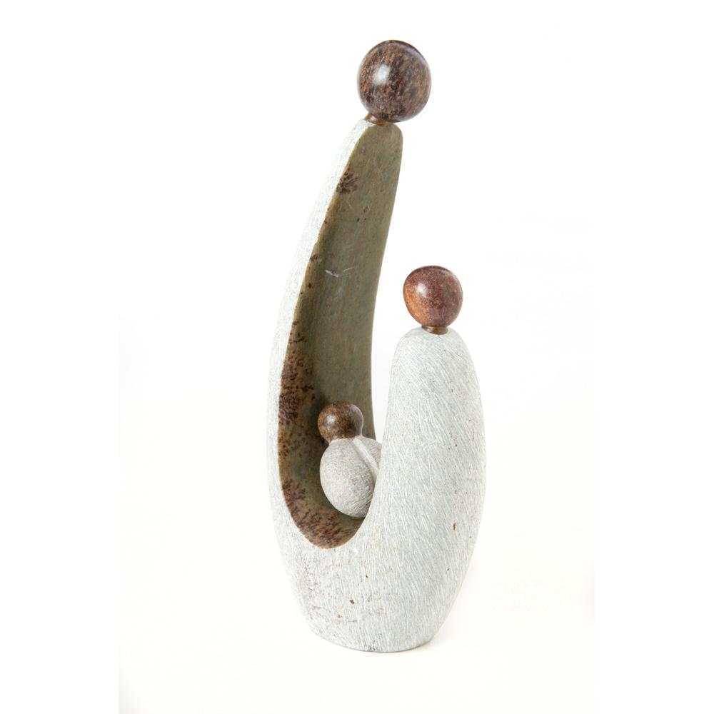 Authentic Hand Made Spring Stone Parenthood Shona Sculpture by Luke Jimu