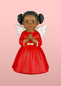Prayer (Red): African American Christmas Ornament