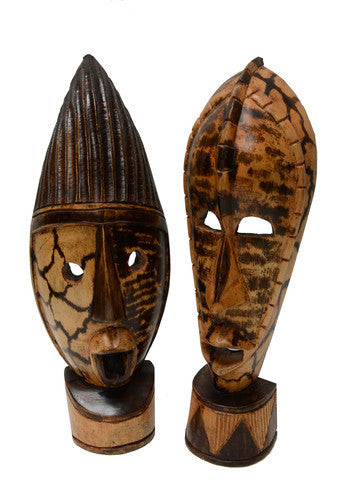 Joy of Friendship Mask Set-African Mask-Kwesi Asante-15" (H) x 6" (W)-SeSe Wood-The Black Art Depot
