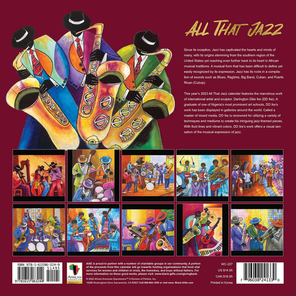 All That Jazz by D.D. Ike: 2023 African American Wall Calendar (Back)