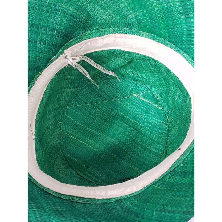 Ivy: Handwoven Pink & Green Madagascar Bell Shaped Raffia Hat with Bow