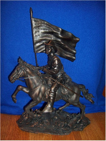 Buffalo Soldier with Flag (Bronzetone) by the American Heritage Collection