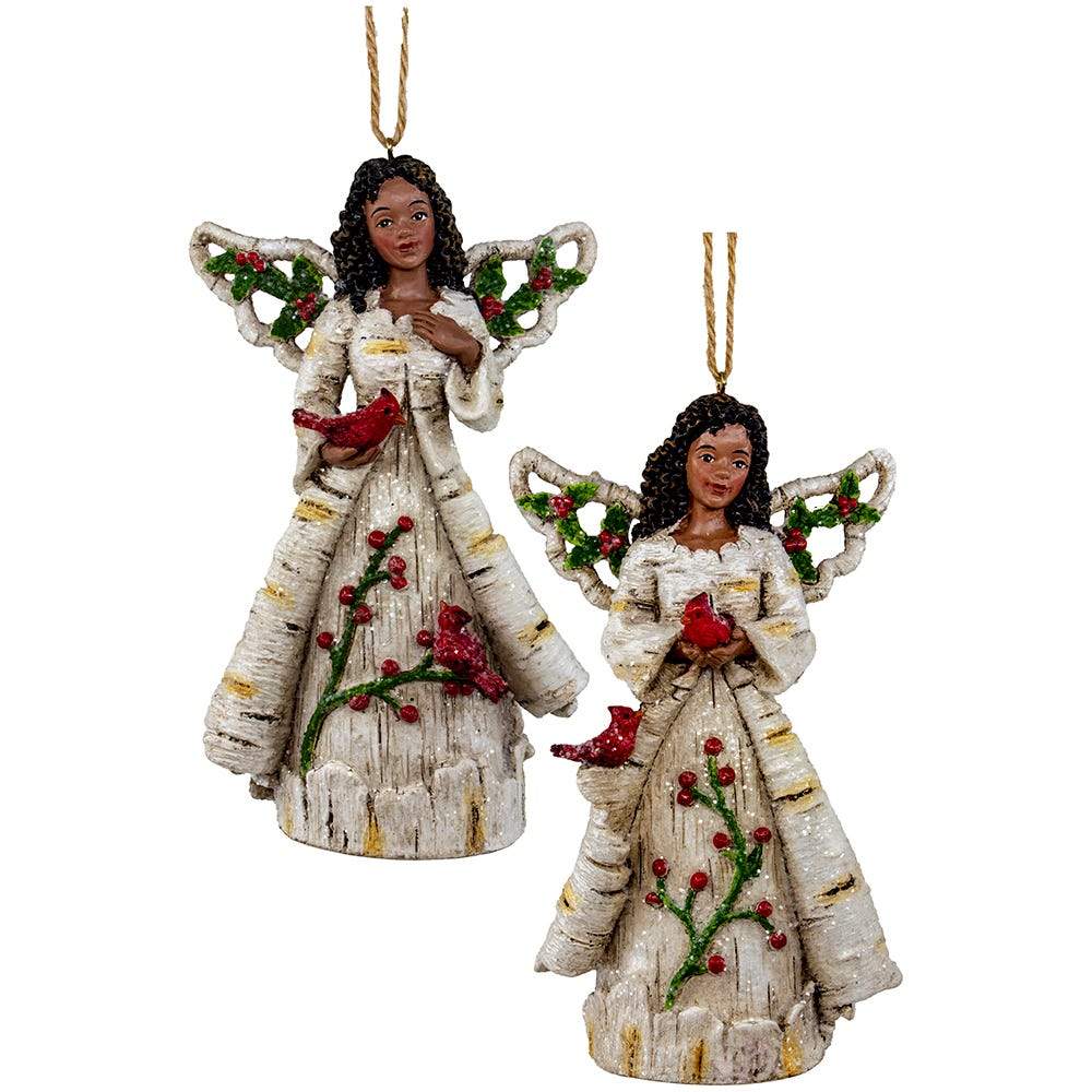Birch Berry Angels: African American Christmas Ornament (Set of 2