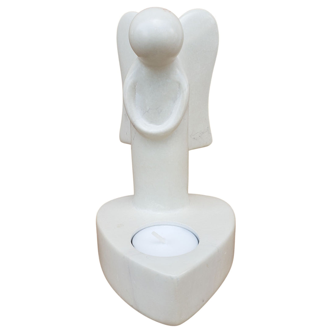 Angel of Light: Authentic African Soapstone Tea Light Candle Holder