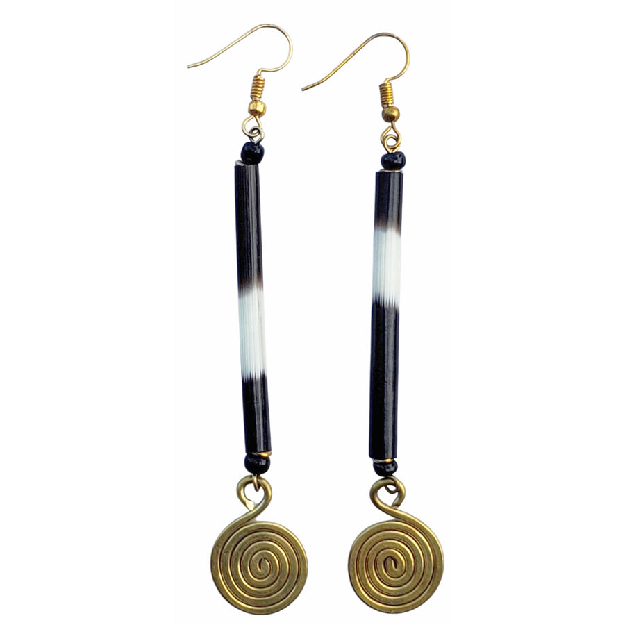 Aurora Bone and Brass Drop Earrings by Amara Afrocentric Accents