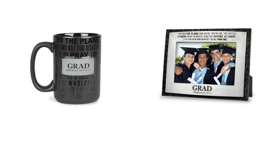 Graduation Mug and Photo Frame Gift Set: Badge of Faith Series by LCP Gifts