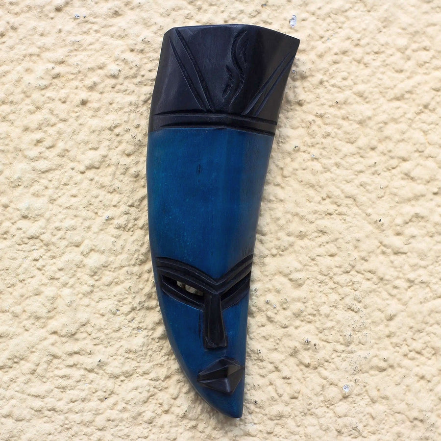 Banana Face: Authentic Hand Carved African Mask by Theophilus Sackey