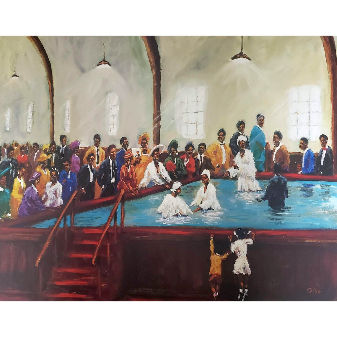 Baptized In His House-Art-Ted Ellis-18x22 Inches-Unframed-The Black Art Depot