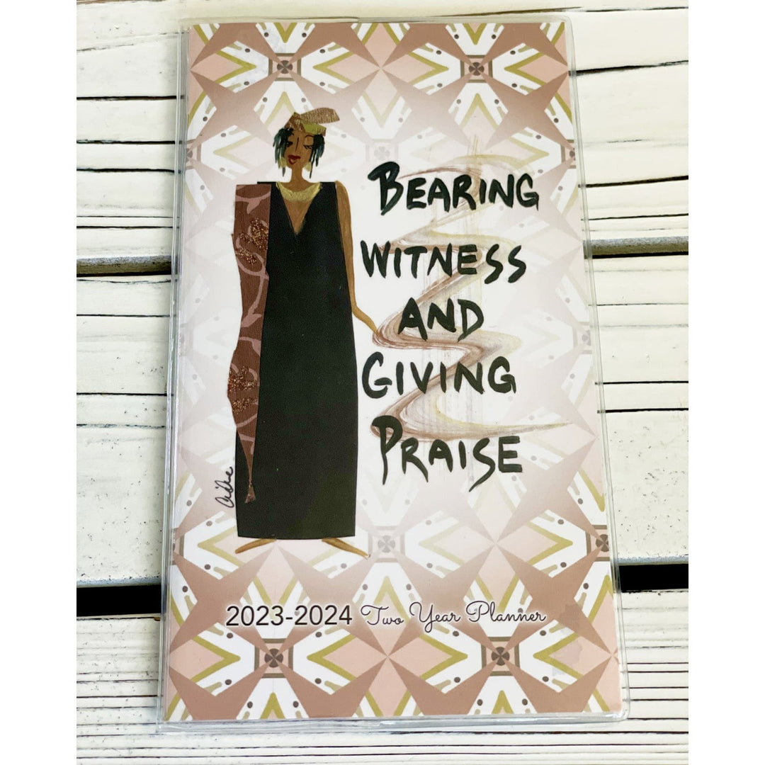 Bearing Witness and Giving Praise by Cidne Wallace: Two Year 2023-2024 African American Checkbook Planner (Front)