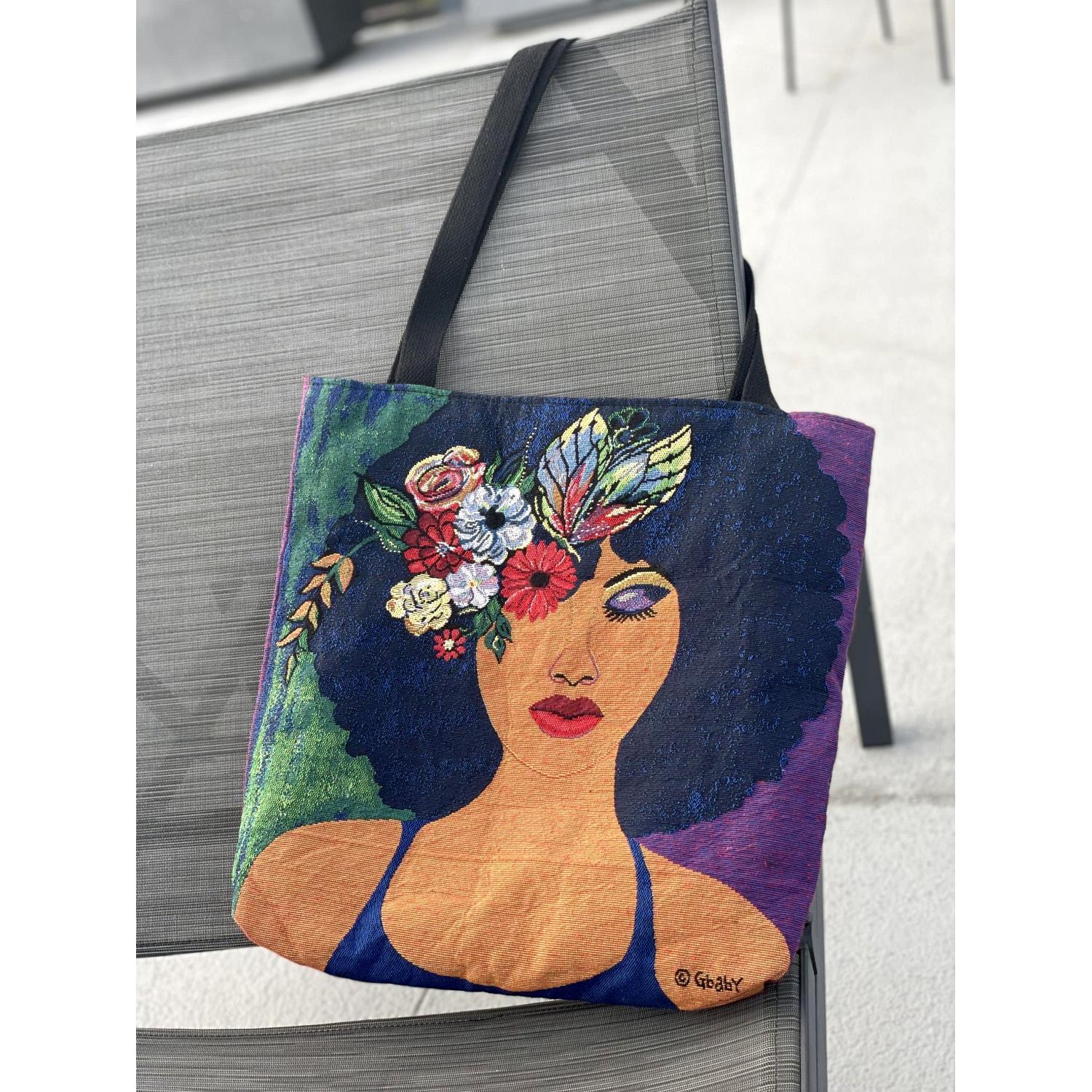 6 of 6: Believe, Blossom and Become: African American Woven Tote Bag by Sylvia 