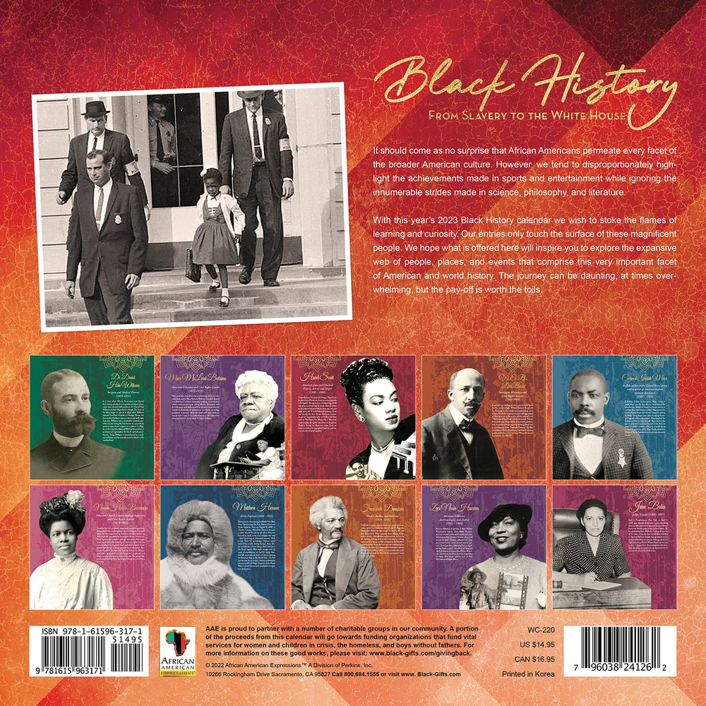 From Slavery to the White House: 2023 Black History Wall Calendar (Back)