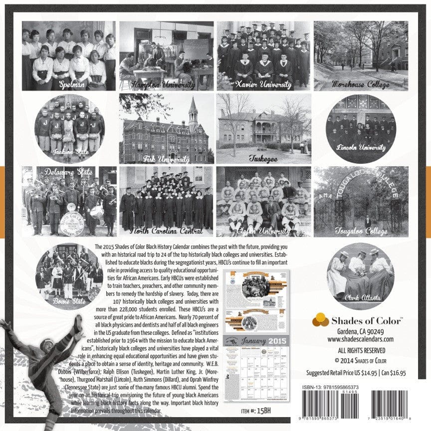 Black History: HBCU Edition 2015 African American Calendar (Back)