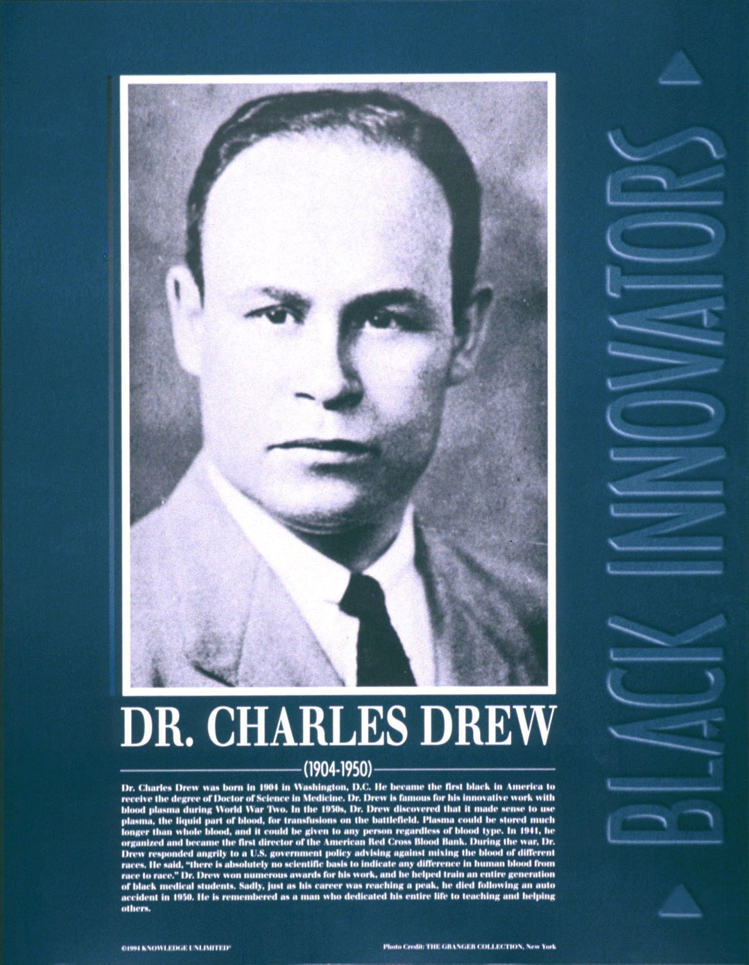 Black Innovators: Dr. Charles Drew Poster by Knowledge Unlimited