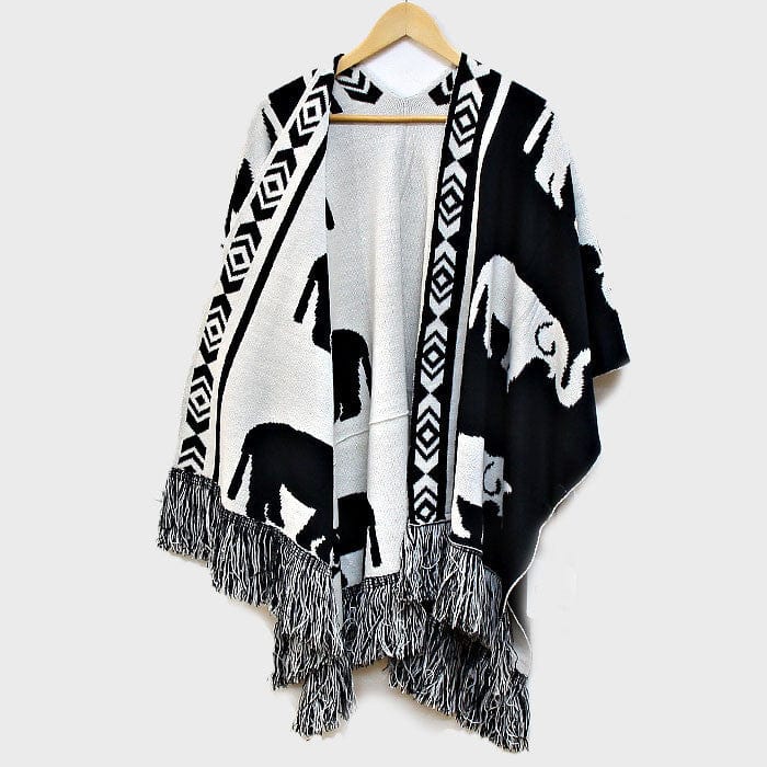 Delta Sigma Theta Inspired Black and White Reversible Elephant Shawl