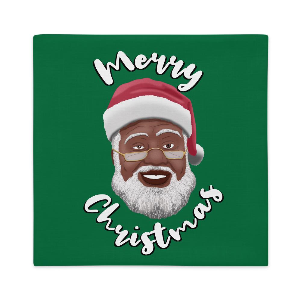 Black Santa Claus: African American Santa Claus Premium Pillow Case/Cover (Green)