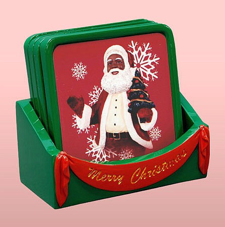 Snowflake: Black Santa Claus Coaster