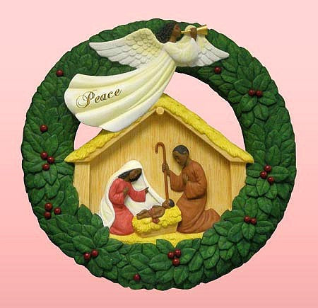 African American Nativity Wreath Plaque