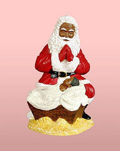 African American Santa Clause Worships Jesus Figurine